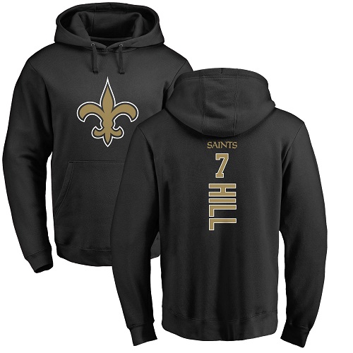 Men New Orleans Saints Black Taysom Hill Backer NFL Football 7 Pullover Hoodie Sweatshirts
